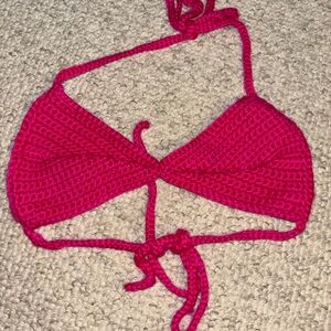 Vibrant Pink Crochet Bikini Top